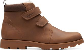 Clarks Boys Heath Snug Combat boot, Tan, 13.5 UK Child Narrow