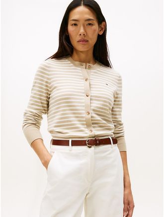 Tommy Hilfiger Womens Lightweight Cotton Cardigan - Beige - XXL