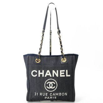 Chanel Navy Canvas Tote Bag (Pre-Owned)
