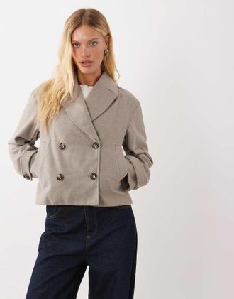 Mango Teen trench corto in misto lana beige-Neutro