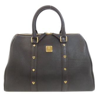 MCM Mcm Black Leather Boston Bag (Pre-Owned)