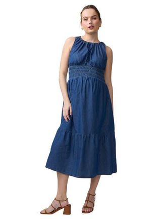 Ingrid & Isabel Sleeveless Chambray Midi Dress in Indigo Chambray at Nordstrom, Size X-Small