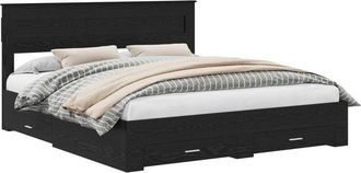 vidaXL Bed Frame with Headboard Black Oak 180 x 200 cm Engineered Wood vidaXL