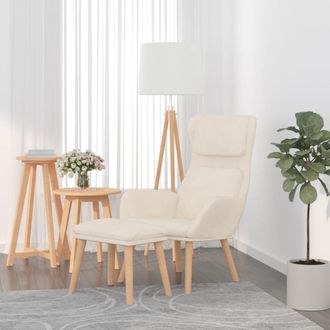 vidaXL Sill&oacute;n De Relax Con Taburete Terciopelo Blanco Crema Vidaxl