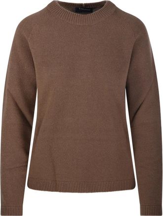 Max Mara Damasco Round Neck Sweater - Dames - Ronde hals truien - Bruin - L - Wol - Truien & Vesten
