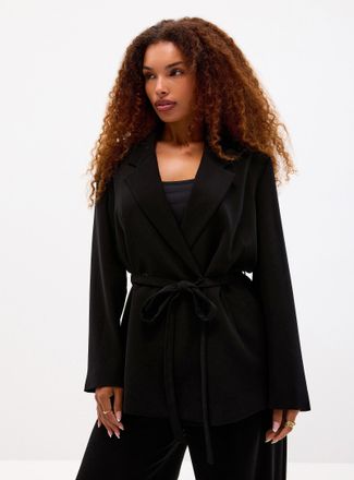 Contemporaine Womens Flowy tie-belt blazer Fit: Ultra-wide leg, mid rise