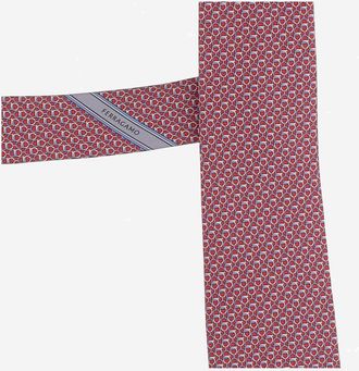 Ferragamo Mens Patterned Silk Tie, Red Ties & Bow