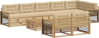 vidaXL Conjunto De Sof&aacute;s De Exterior 9 Uds. Y Beige Poli&eacute;ster Vidaxl