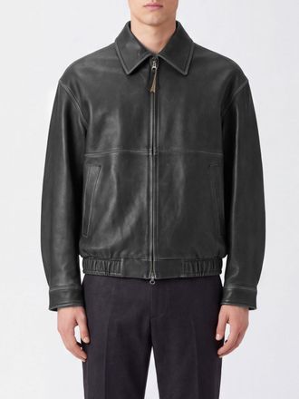 Dunst Bomber in pelle dagnello nera con colletto classico