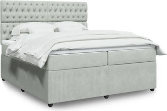 vidaXL Vidaxl - Cama Box Spring Con Colch&oacute;n Terciopelo Gris Claro 200x200 Cm