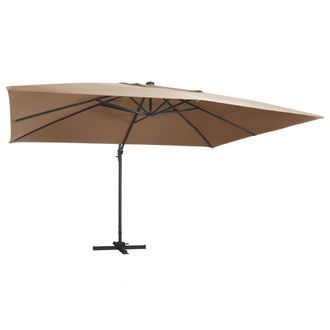 vidaXL Sombrilla Voladiza Jard&iacute;n Luces Led Poste Aluminio Taupe 4x3 M Vidaxl