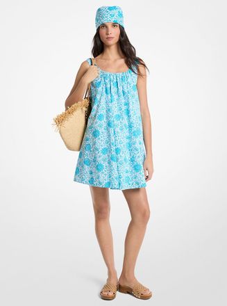 Michael Kors Floral Print Cotton Poplin Mini Dress