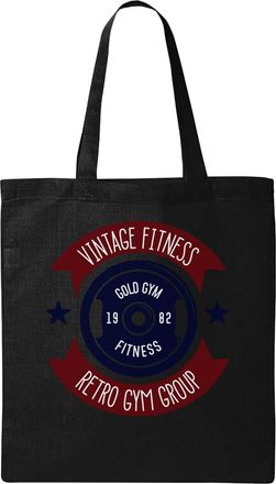 Generic Vintage Fitness Retro Gym Group Natural Ecological Cotton Tote Bag Black