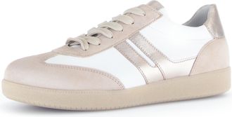 Gabor Sneaker GABOR, Damen, Gr. 36, beige (beige, wei&szlig;), Glattleder, Ziegenveloursleder, kontrastfarbene Details, Schuhe Sneaker, Freizeitschuh, Halbschuh, 
