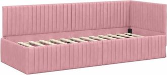 vidaXL Estructura de cama en esquina Rosa 80 cm x 200 cm tela vidaXL