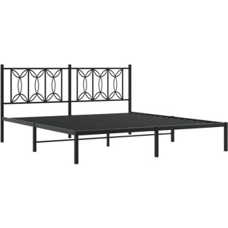 vidaXL Estructura Cama Sin Colch&oacute;n Con Cabecero Metal Negro 180x200 Cm Vidaxl
