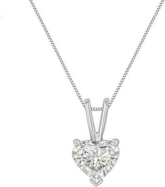 House of Brilliance 14K White Gold 1/2 Cttw Heart-Shaped Diamond Classic Solitaire Pendant Necklace at Nordstrom
