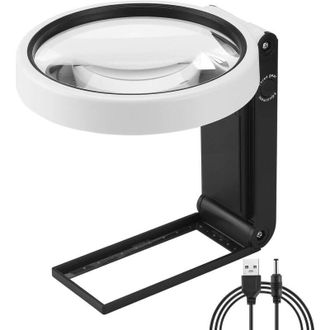 OEM Lupa Grande De 11 Cm (4,35 Pulgadas) Con Aumento De 10x A 30x, Luz Y Soporte, Lupa Led Port&aacute;til, Lupa De Lectura Plegable Para Personas Mayores, Ideal