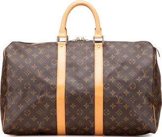 Louis Vuitton Pre-owned Womens Keepall Bandouliere 55 Duffel - Tan Textile - One Size