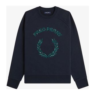 Fred Perry Sudadera con aplique de tart&aacute;n - Sweatshirts & Hoodies - Hombre - Azul - L