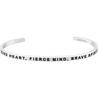 Mantra Kind Heart, Fierce Mind, Brave Spirit bracelet in Outside - Silver at Nordstrom