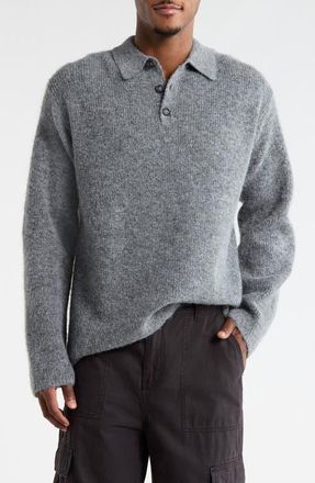 Topman Oversize Rib Polo Sweater in Charcoal at Nordstrom, Size Xx-Large
