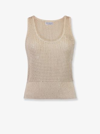 Brunello Cucinelli Top in maglia traforata in cotone - BRUNELLO CUCINELLI - gender_Woman