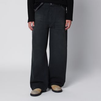 Maison Margiela Pantaloni da lavoro a doppia tintura in cotone neri