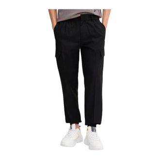 A|X Armani Exchange Straight Trousers, male, Black, Size: W32 Polyester Viscose Trousers with Multiple Pockets