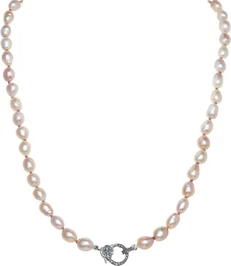 Margo Morrison Silver 0.57 Ct. Tw. Diamond & 7-8Mm Pearl Necklace