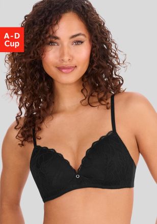 Lascana Bralette-BH LASCANA Alicia, Damen, Gr. 75, Cup A, schwarz, Spitze, Obermaterial: 50% Polyamid, 44% Polyester, 6% Elasthan, BHs Bralette-BH, ohne B&uuml;gel