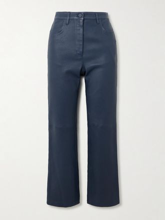 Joseph Pantaloni Cropped Svasati In Pelle Duke - Blu