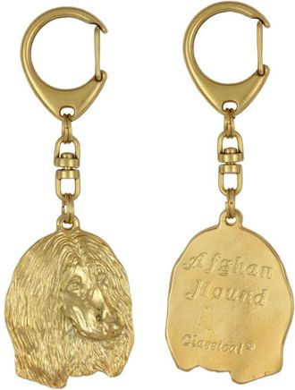 OEM Lebrel Afgano Ii: Llavero De Perro Ba&ntilde;ado En Oro En Caja De Regalo, Decoraci&oacute;n De Bolso, Accesorio De Lujo De Art-dog