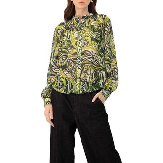 Ivonne Printed Round Neck Blouse in Green at Nordstrom, Size 10