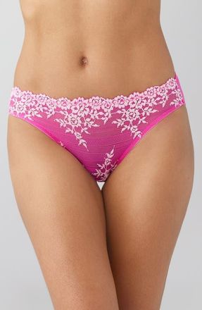 Wacoal Embrace Lace Bikini in Wild Azalea/Cradle Pink at Nordstrom, Size X-Large
