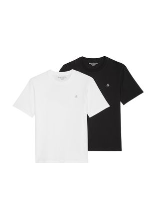 Marc O'Polo T-Shirt MARC OPOLO, Herren, Gr. M, schwarz (schwarz, wei&szlig;), Jersey, Obermaterial: 100% Baumwolle, Rundhals, Shirts T-Shirt