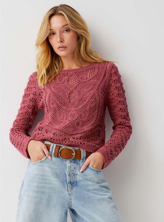 Icone Womens Buttoned back crocheted sweater