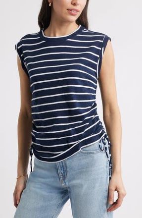 Caslon Ruched Tank in Navy Blazer- White Jana Stripe at Nordstrom Rack, Size X-Small