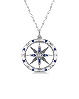 Allurez 14K 0.19 Ct. Tw. Diamond & Blue Sapphire Pendant Necklace