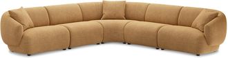 Castlery Auburn Extended L-Shape Sectional Sofa Customized, (Washed Chenille) Caramel, Machine Washable, Modular for Sofas, Brown, Castlery
