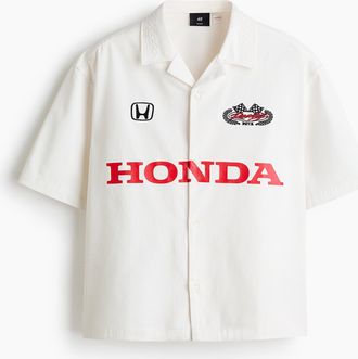 H&M Baumwollhemd in Relaxed Fit - White