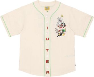 Iuter Looney Tunes Baseball Shirt Room - Heren - Korte mouwen Overhemden - Beige - XL - Katoen - Overhemden
