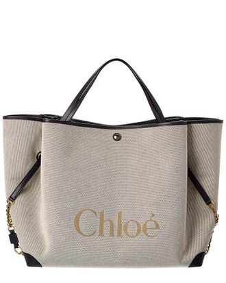 Chlo&eacute; Clover Double Carry Canvas & Leather Tote