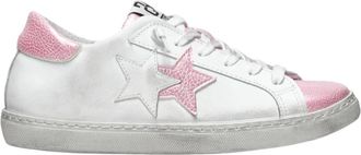 2Star Witte Lage Top Leren Sneakers - Dames - Sneakers - Wit - 35 EU - Leer - Schoenen
