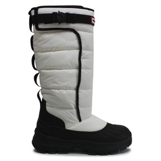 Hunter Tall Buckle Snow Synthetic Textile Womens Calf Length Boots - White Black - Size:UK 8