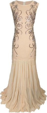 Generic Flapper Dresses 1920s Gatsby Ladies Womens Vintage V Neck Beaded Sequin Mermaid Hem Formal Evening Party Dance Dress Cocktail Maxi Gown Prom Halloween