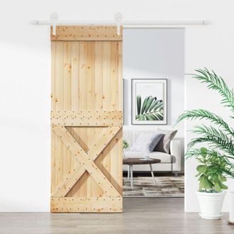 vidaXL Vidaxl - Puerta Corredera Con Herrajes Madera Maciza De Pino 90x210 Cm