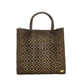 Lola's Bag Womens Medium Handmade Aztec Shoulder Strap Tote Bag In Gold/black