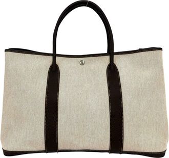 Herm&egrave;s Brown Ivory Toile H Buffalo Leather Handbag Tote Bag (Pre-Owned)