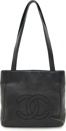 Chanel Black Grained Calfskin Shoulder Bag Tote Bag (Pre-Owned)